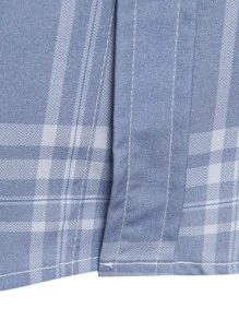 Manfinity Mode Áo sơ mi nam dài tay cổ bẻ họa tiết kẻ caro, thường ngày, thích hợp đi chơi, mùa thu - Màu xanh bụi bặm - Xem 5