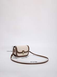 Two Tone Twist Lock Flap Square Bag - White - View 3