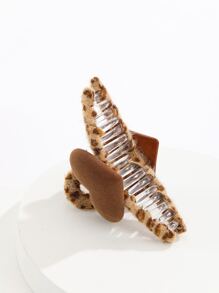 Leopard Pattern Heart Decor Hair Claw - Multicolor - View 2