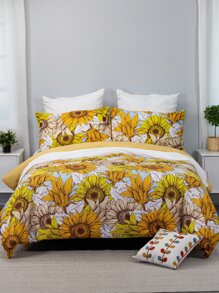 Set colcha sin relleno con patrón de girasol - Multicolor - Ver 1