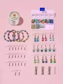 1 Box Böse Auge Dekor DIY Schmuckzubehör & 1 Rolle Faden - Verschiedenfarbig - Übersicht 1