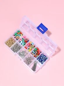 1 Box Böse Auge Dekor DIY Schmuckzubehör & 1 Rolle Faden - Verschiedenfarbig - Übersicht 2