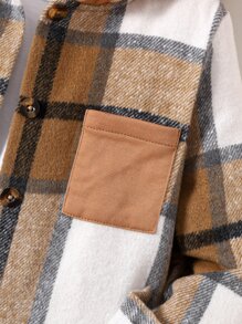 SHEIN 小男童格紋印花連帽外套不帶T恤