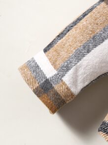 SHEIN 小男童格紋印花連帽外套不帶T恤