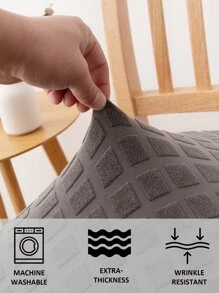 1入組素色彈力椅座套 - 灰色 - 查看 3