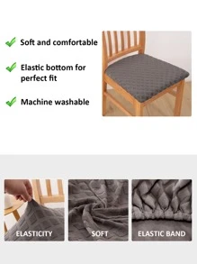 1入組素色彈力椅座套 - 灰色 - 查看 6