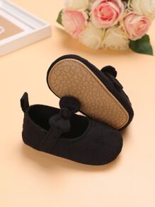 Baby Bow Decor Mary Jane Flats - Black - View 2