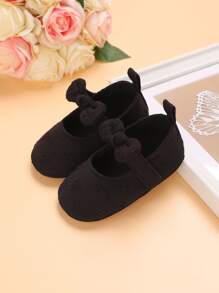 Baby Bow Decor Mary Jane Flats - Black - View 6