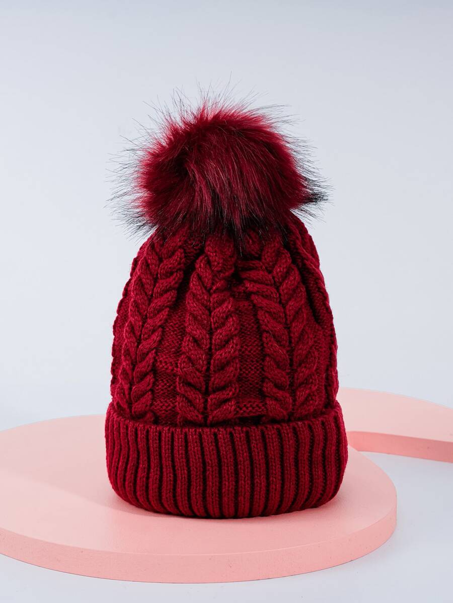 1pc Unisex Burgundy Ski Hat Y2k Style Wool Knitted Hat Outdoor Sport Casual Beanie Winter Cap Suitable For Daily Commuting - Burgundy - View 1