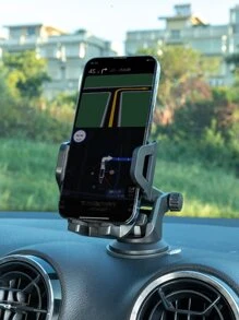 1pc Suction Cup Car Phone Holder - Black - View 2