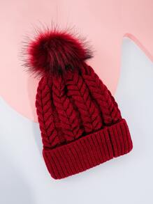 1pc Unisex Burgundy Ski Hat Y2k Style Wool Knitted Hat Outdoor Sport Casual Beanie Winter Cap Suitable For Daily Commuting - Burgundy - View 2