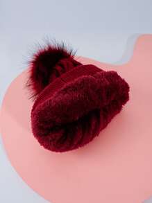 1pc Unisex Burgundy Ski Hat Y2k Style Wool Knitted Hat Outdoor Sport Casual Beanie Winter Cap Suitable For Daily Commuting - Burgundy - View 3