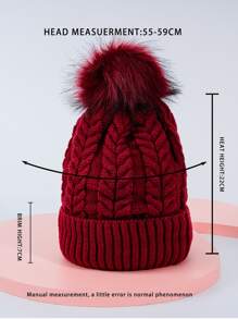 1pc Unisex Burgundy Ski Hat Y2k Style Wool Knitted Hat Outdoor Sport Casual Beanie Winter Cap Suitable For Daily Commuting - Burgundy - View 4