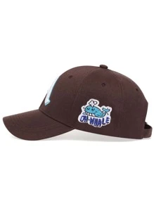 Men Letter & Whale Embroidered Baseball Cap Street - Coffee Brown - View 2