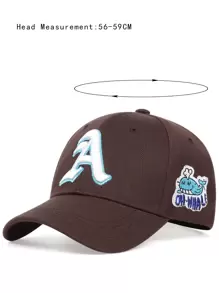 Men Letter & Whale Embroidered Baseball Cap Street - Coffee Brown - View 3