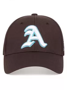 Men Letter & Whale Embroidered Baseball Cap Street - Coffee Brown - View 4