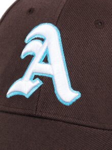 Men Letter & Whale Embroidered Baseball Cap Street - Coffee Brown - View 5