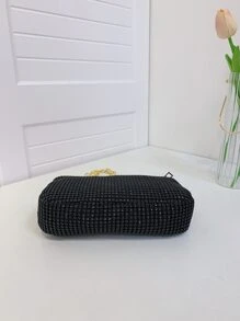 Sáng Kim cương Cái túi Túi đeo vai dây xích Thời trang Dây kéo Bữa tối Cái túi Túi nách - màu đen - Xem 3