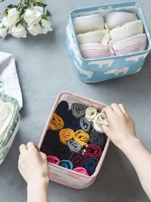 1pc Linen Fabric Waterproof Storage Basket With Handle, Desktop Sundries Storage Basket Decorations Decor Festival Decor Room Decor Home Decor Decor Bedroom Decor Dress Pants Shoes Jeans Boots Skirt - Multicolor - View 4