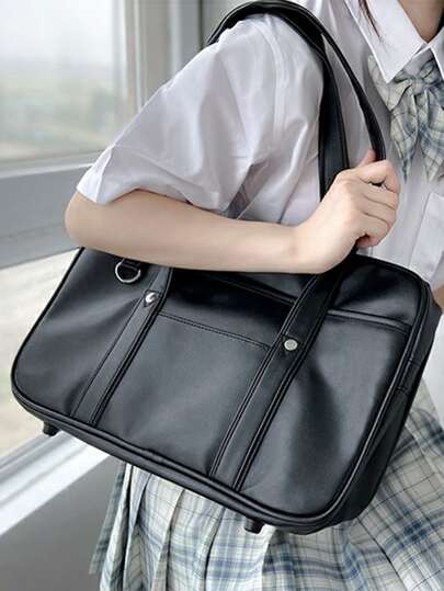 Bolso de tote con tachuelas, de gran capacidad, para trabajo y viaje, para adolescentes, mujeres, estudiantes universitarios, principiantes y trabajadores de cuello blanco. Perfecto para oficina, trabajo, negocio, viaje al trabajo. El mejor bolso de trabajo para mujeres, bolso escolar de gran capacidad, casual clásico, portátil, adecuado para adolescentes de secundaria, preparatoria, compras, vacaciones, universidad. Bolso de tote con cremallera, bolso japonés de moda, bolso de trabajo de moda para mujeres, ideal para la elegancia cotidiana y ocasiones especiales