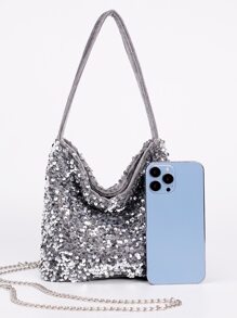 Shiny,Glitter Bling Glamorous,Elegant,Exquisite,Quiet Luxury Sequin Decor Hobo Bag Dinner Bag,Evening Bag,Elegant Rhinestone Rhinestone,Crystal Decor,Faux Pearl For Party Girl,Woman,For Lady,Bride Perfect for Party,Wedding,Prom,Dinner/Banquet Best gift for women - Multicolor - View 3