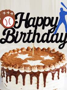 1pc Baseball Pattern Birthday Cake Topper - Multicolor - View 4