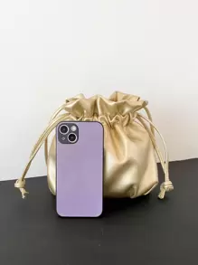 メタリック ドローストリングデザイン バケットバッグ - ゴールド - チェックする 7