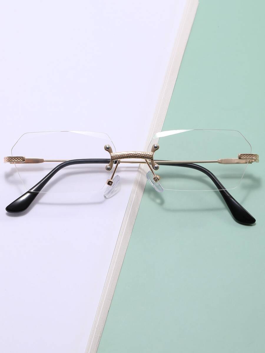 Gafas sin montura de lentes geométricas - Dorado - Ver 1