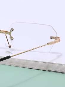 Gafas sin montura de lentes geométricas - Dorado - Ver 4