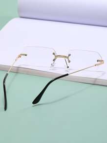Gafas sin montura de lentes geométricas - Dorado - Ver 5