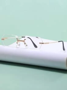 Gafas sin montura de lentes geométricas - Dorado - Ver 7