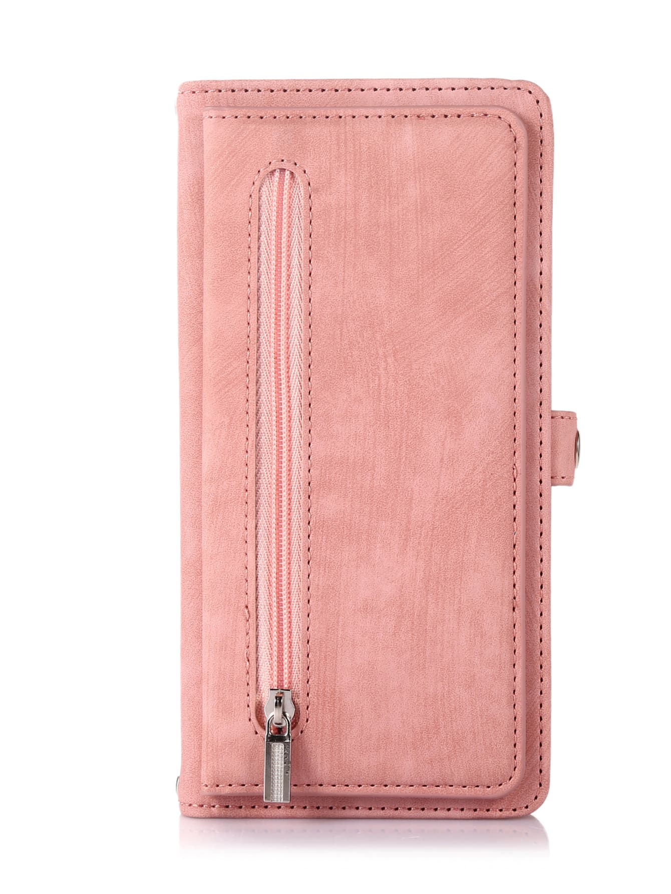 婴儿粉色单件装翻盖钱包式可折叠真皮手机壳，带卡槽，防摔防震，兼容 15 Pro Max和Galaxy S24 Ultra，国际版，非国内版 - 淺粉色 - 查看 1