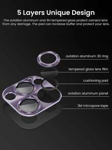 1入組鏡頭保護貼相容 iPhone15/15Plus/15Pro/15Promax - 紫色 - 查看 4