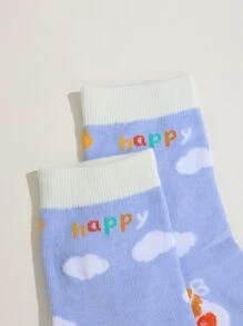 Cloud & Figure Graphic Crew Socks