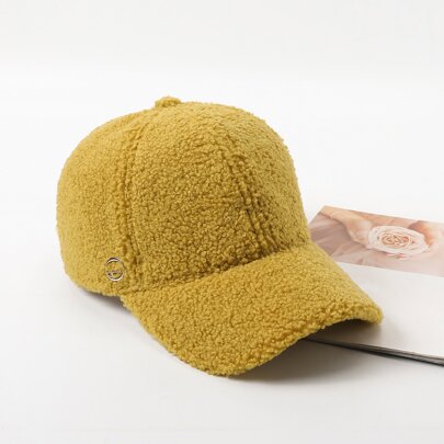 Letter Decor Fuzzy Baseball Cap
