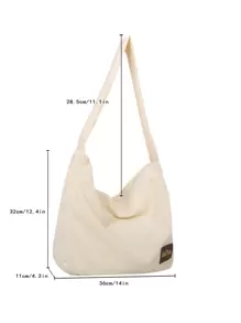 Letter Patch Decor Hobo Bag - Beige - View 3