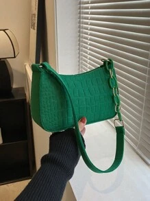 Mini Dập nổi cá sấu Trang trí chuỗi Cái túi - màu xanh lá - Xem 1