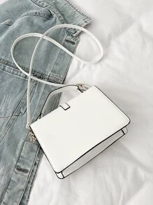 Square Bag Buckle Decoration Flap - 白色 - 查看 2