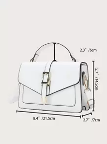 Square Bag Buckle Decoration Flap - 白色 - 查看 3