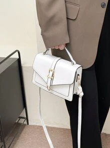 Square Bag Buckle Decoration Flap - 白色 - 查看 5