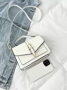 Square Bag Buckle Decoration Flap - 白色 - 查看 6