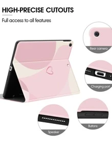 Pink Heart Pattern Case Compatible With IPad - Pink - View 4