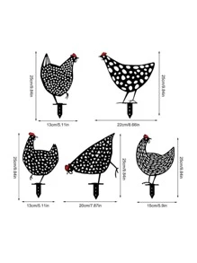 1pc Chicken Shaped Random Decorative Garden Stake - Black - View 3