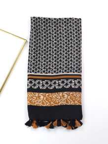 Allover Print Tassel Trim Scarf - Multicolor - View 2