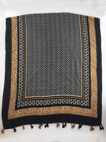 Allover Print Tassel Trim Scarf - Multicolor - View 5