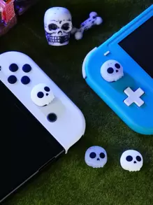 4pcs Halloween Ghost Printed Button Caps Game Console Accessories Compatible With Switch/Oled/Lite - Multicolor - View 1