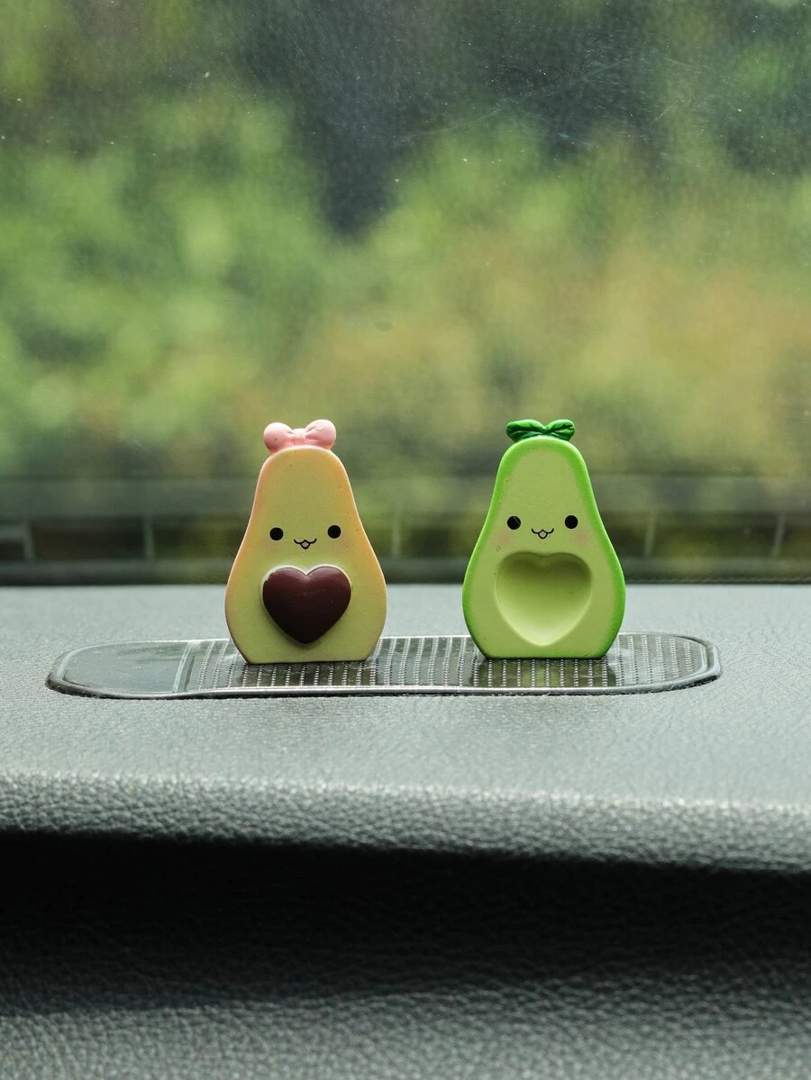 2pcs Avocado Design Car Ornament With Anti-slip Mat - Multicolor - View 1