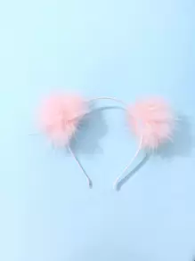 1pc Cute 3d Plush Decor Pink Headband For Toddler Girls, Suitable For Daily Wear And Gifting - Pink - View 1