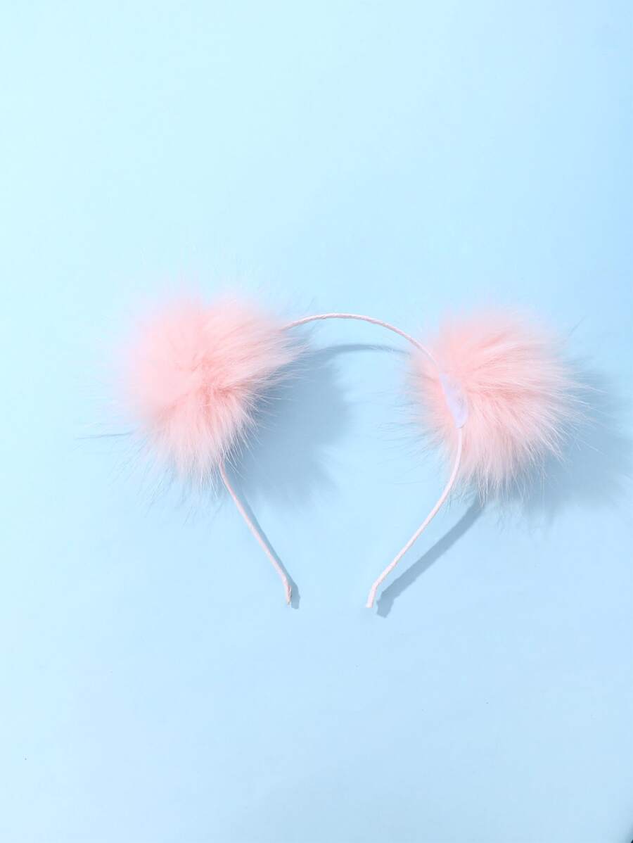 1pc Cute 3d Plush Decor Pink Headband For Toddler Girls, Suitable For Daily Wear And Gifting - Pink - View 1