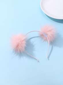 1pc Cute 3d Plush Decor Pink Headband For Toddler Girls, Suitable For Daily Wear And Gifting - Pink - View 2